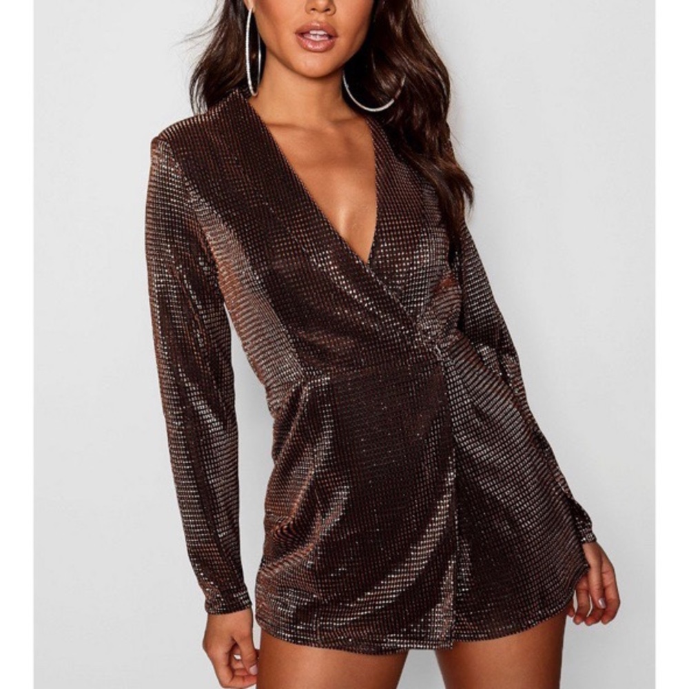 METALLIC BLAZER ROMPER
